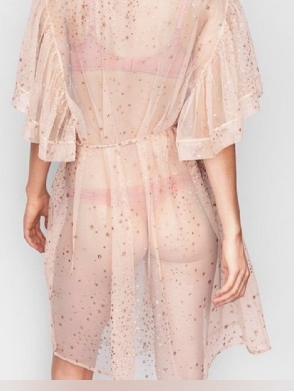 Victoria's Secret Dream Angels Mesh Star Glitter Kimono Robe - Picture 7 of 12